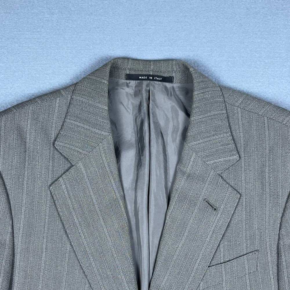 Armani Collezioni Mens Grey Pinstripe Herringbone Blazer Made in Italy Size 40R - Picture 6 of 16